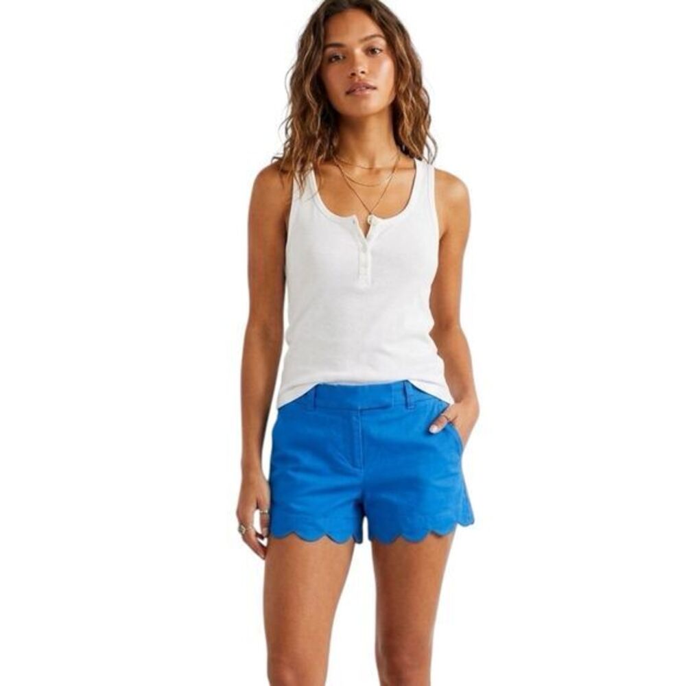 J.Crew Factory Womens Size 00 Short Blue "4 Inseam Coastal cowgirl Boho Scallop
